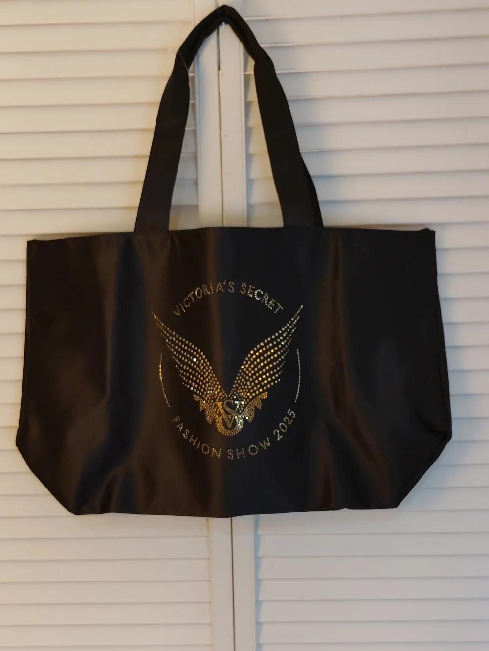 Victoria's Secret Black Tote with Gold Wing Stud Design